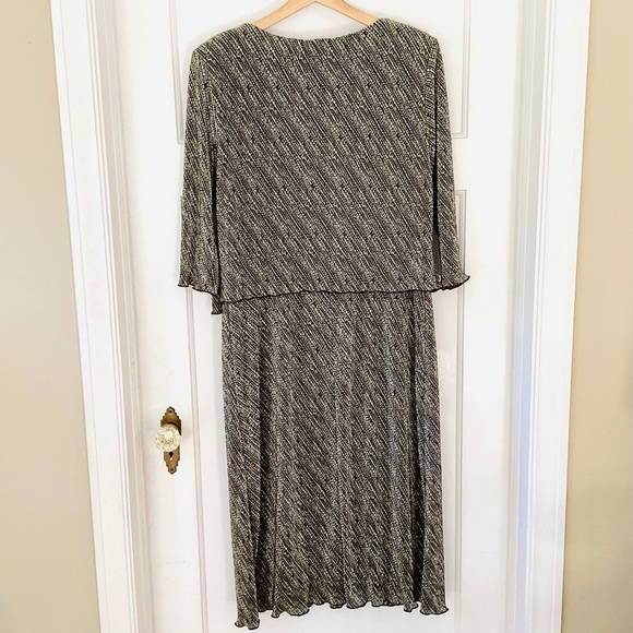 Vtg CONNECTED APPAREL Micro Pleat Built-in Jacket Dress Midi Size 10 Elegant - Picture 13 of 14